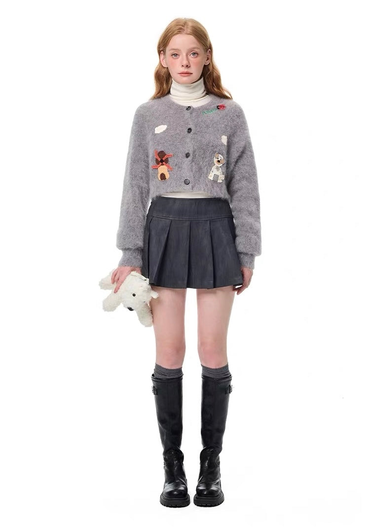 PU Leather Pleated Mini Skirt