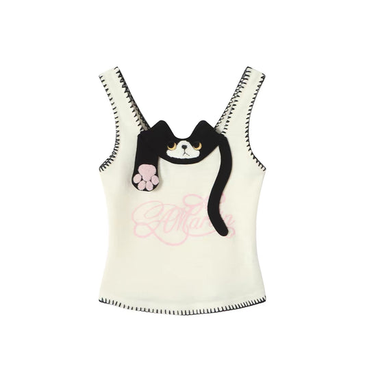 Appliqué Embroidered Knit Vest