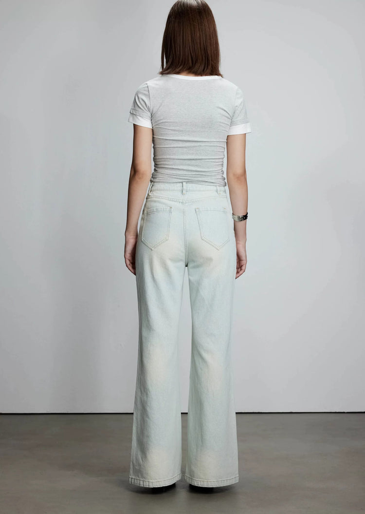 Color-Block Asymmetrical Neckline T-Shirt