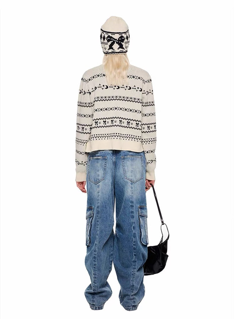 Fair Isle Jacquard Knit Sweater