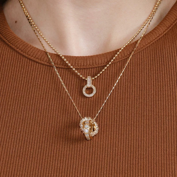 Interlock Duo – Double Ring Layered Necklace