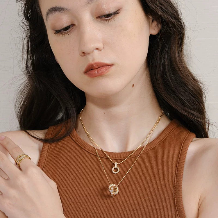Interlock Duo – Double Ring Layered Necklace