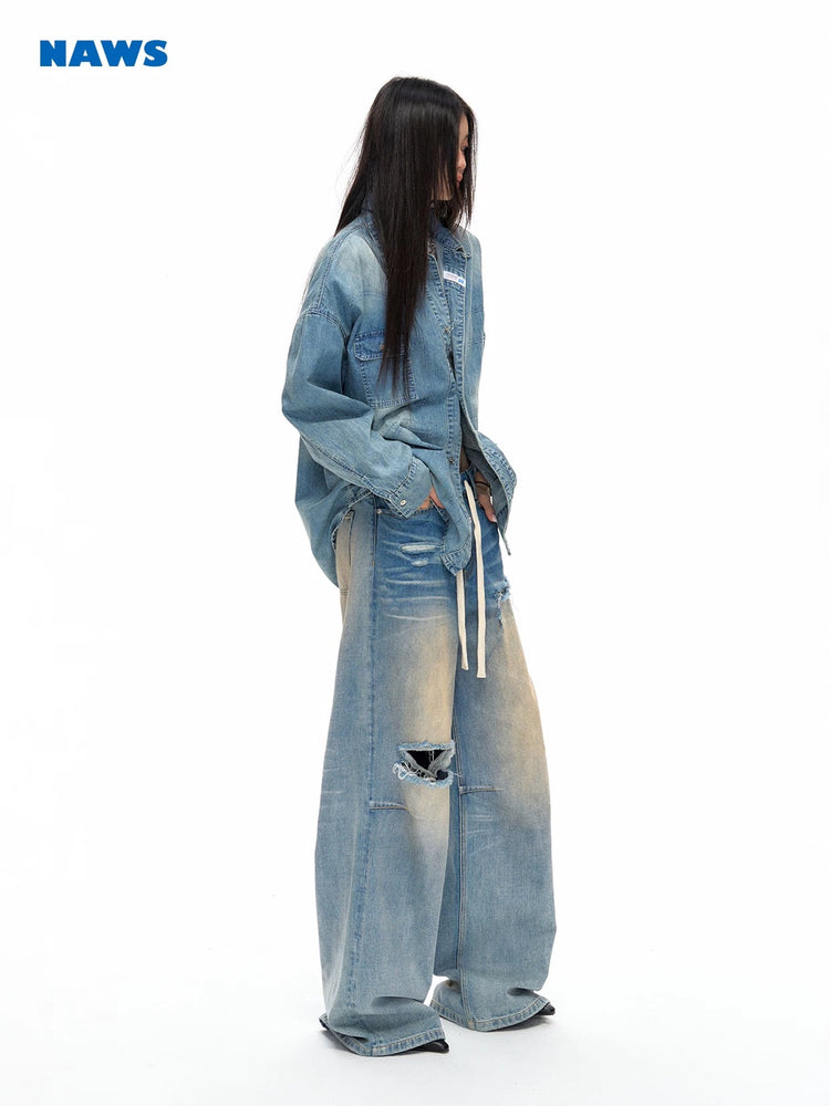 Distortion - Whiskered Ripped Jeans