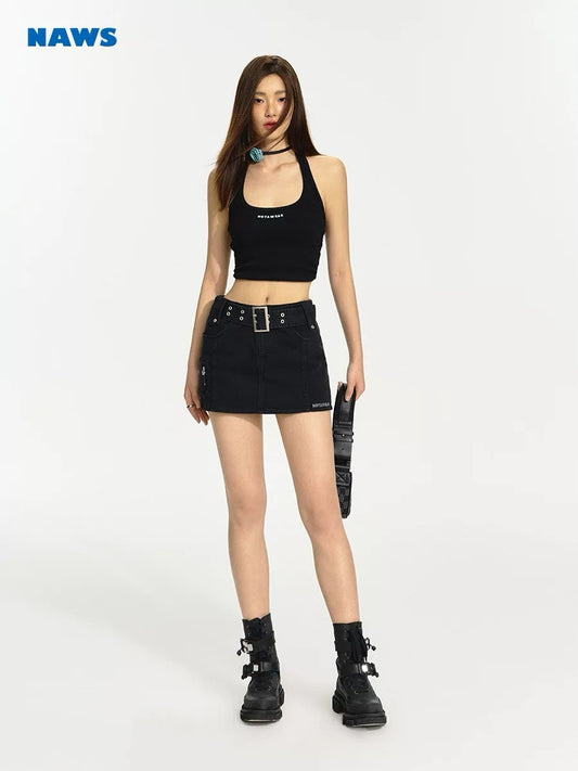 Black Cat - Stretch Denim Skirt