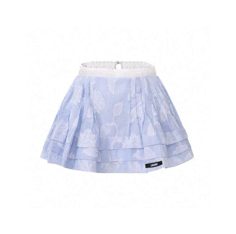 Jacquard Lace Waistband Tuck-pleated Puffy Skirt