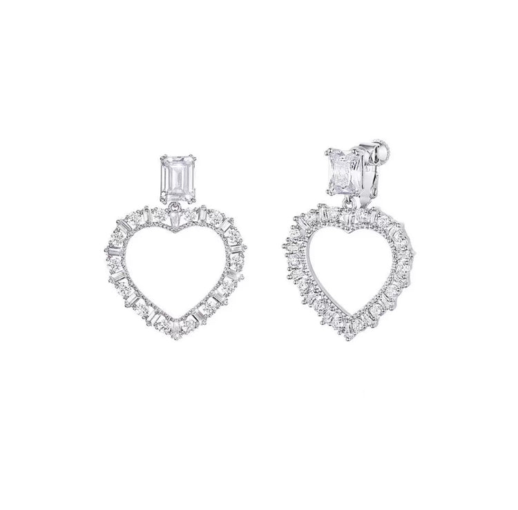 Heart-Shaped Hoop Crystal Earrings