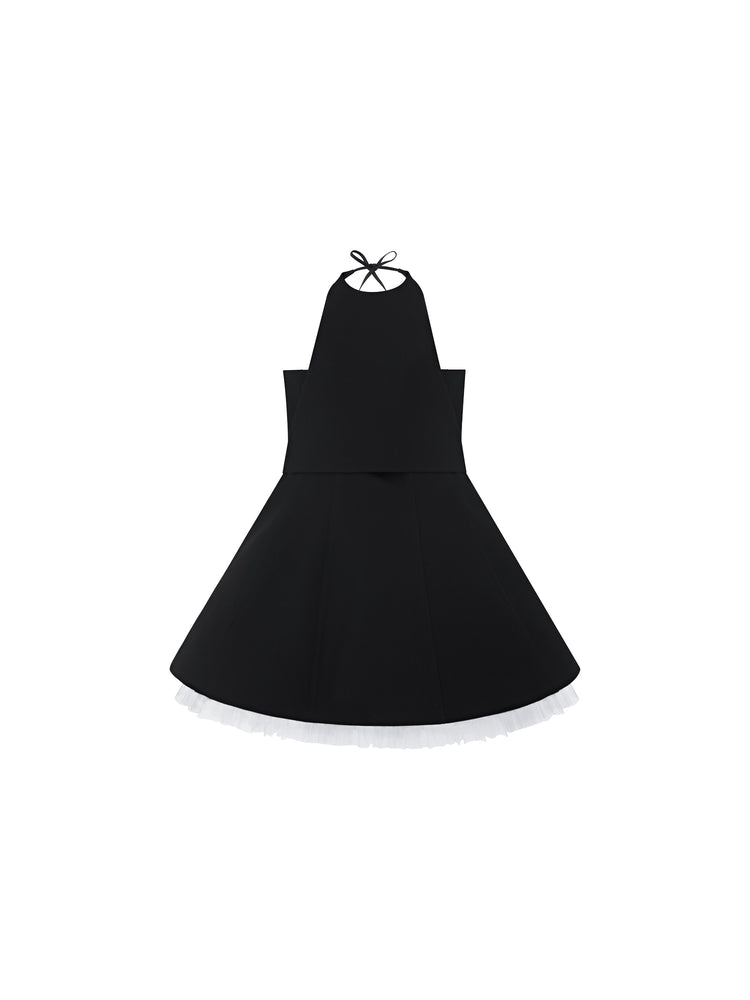 Detachable-bib Tulle Mini Dress