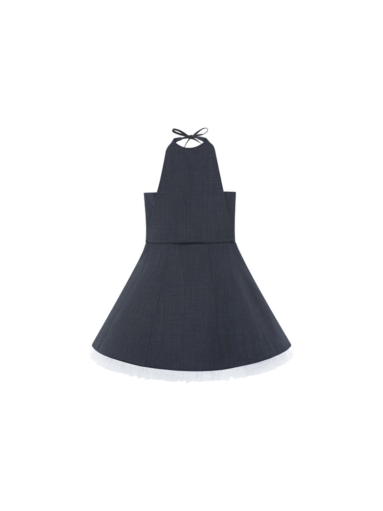 Detachable-bib Tulle Mini Dress