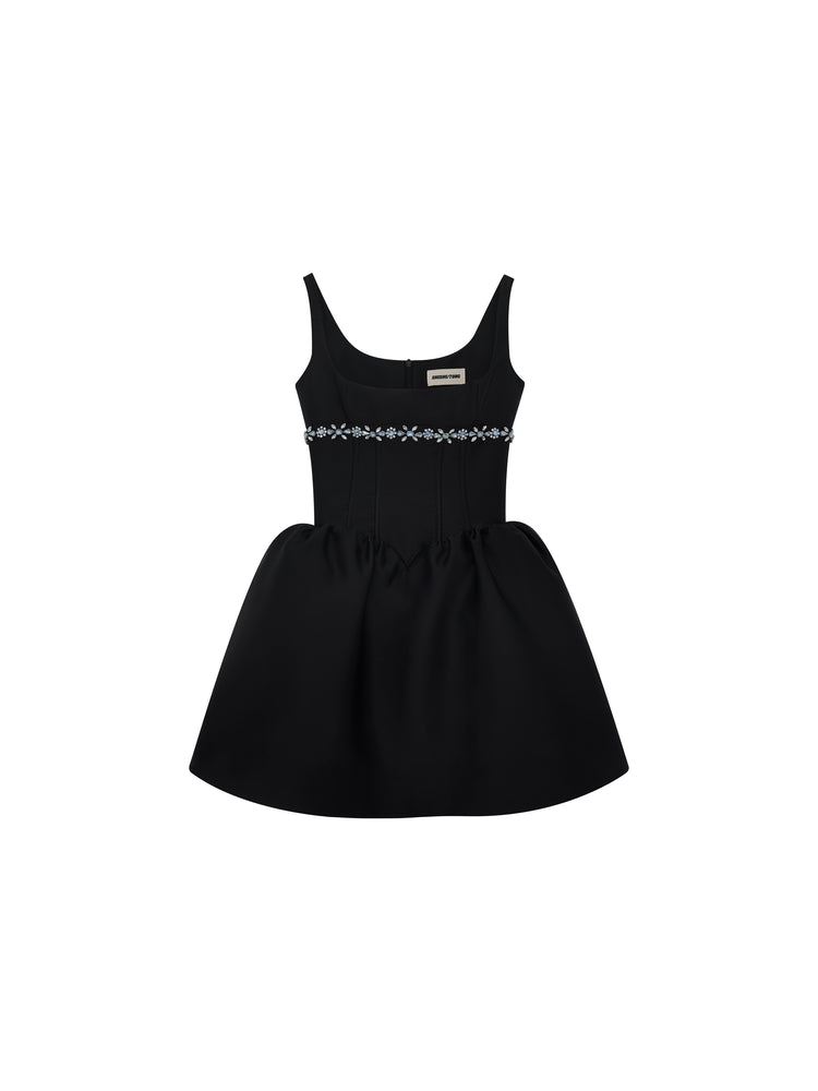 Square Neckline Puffy Minidress