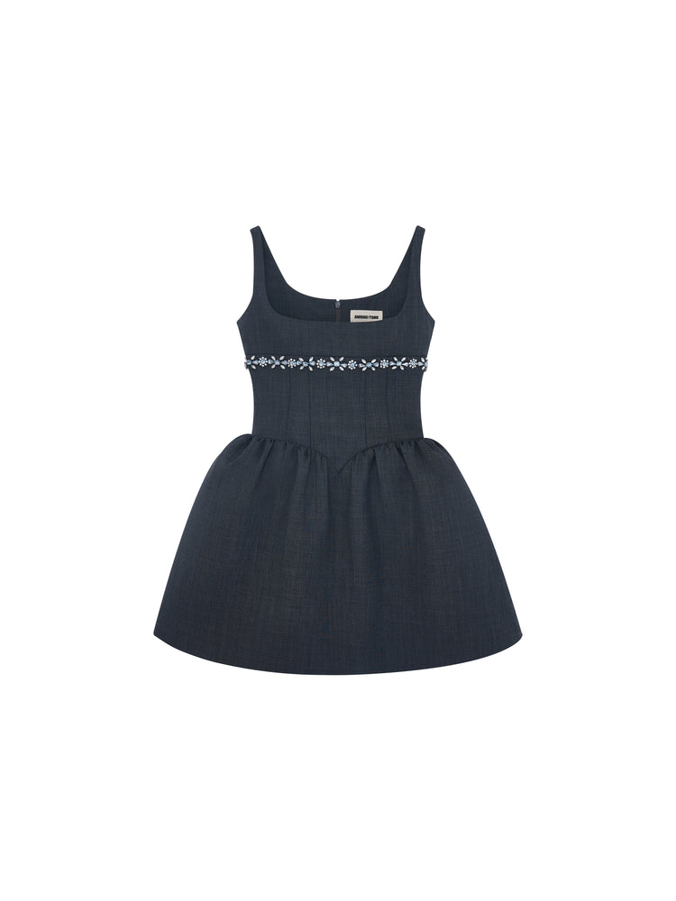 Square Neckline Puffy Minidress