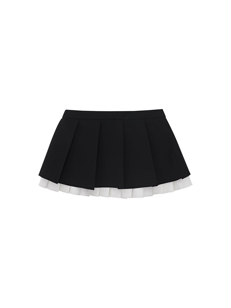 Wide-pleated Miniskirt