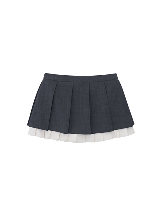 Wide-pleated Miniskirt