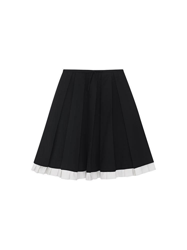 Pleated Cotton-blend Mini Skirt