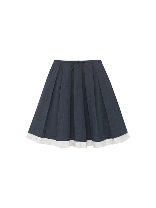 Pleated Cotton-blend Mini Skirt