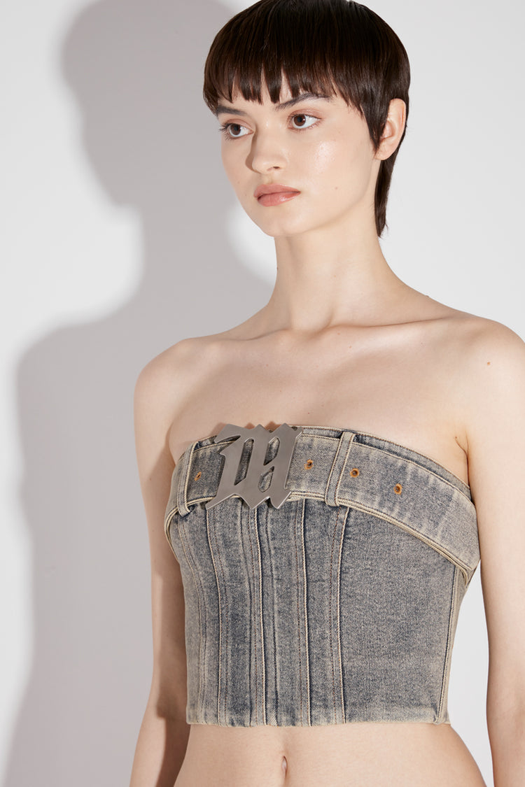 MISBHV X Esther Yu Sunset Denim Buckle Top