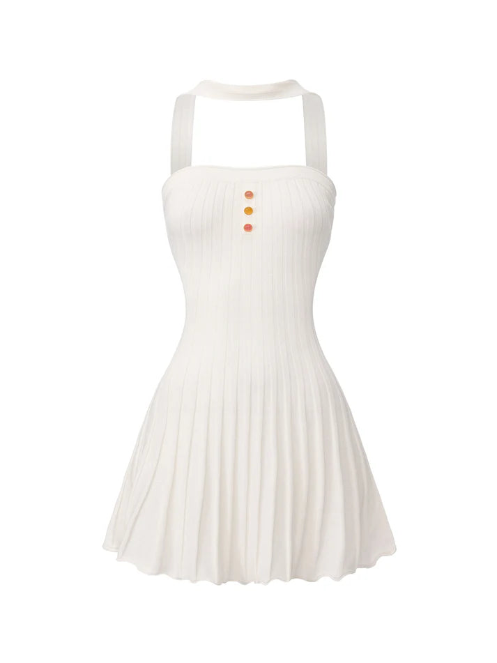 Ava Reverse Halter Knit Flared Dress