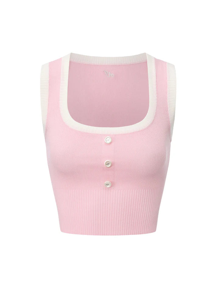 Millie Contrast-Trim Knit Vest