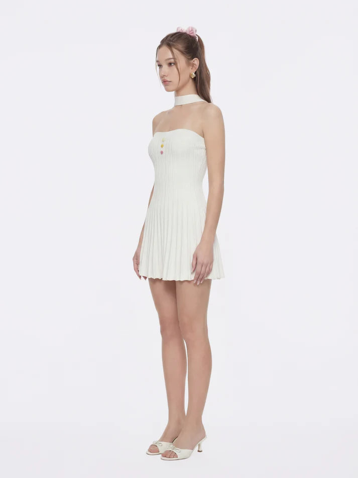 Ava Reverse Halter Knit Flared Dress