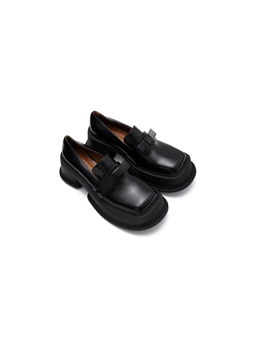 Black Bow Platform Loafers