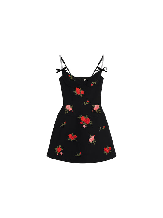 Embroidered Rose French-style Corset Minidress