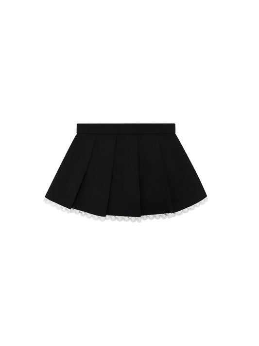 Lace Pleated Miniskirt