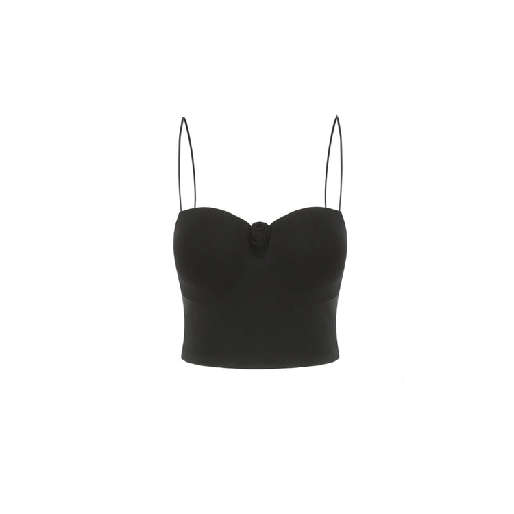 Black And White Rose Elastic Camisole