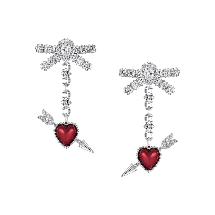 YVMIN X SHUSHUTONG / Gemstone Bow Enamel Heart Arrow Earring