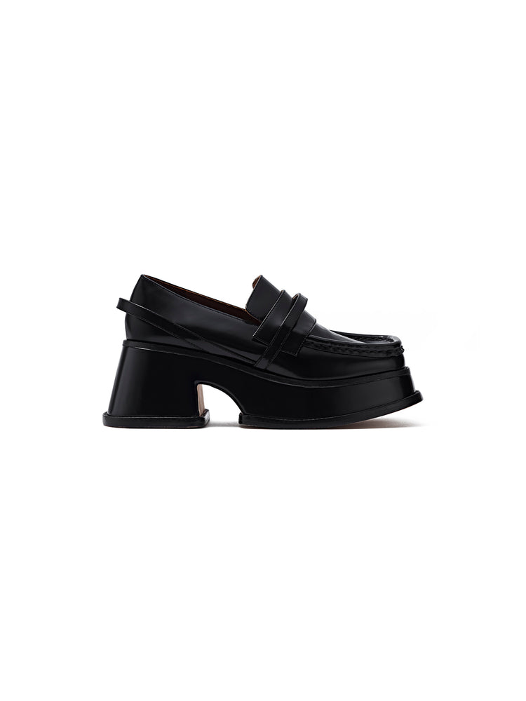 Square-toe Double-layered Thick-soled Loafers