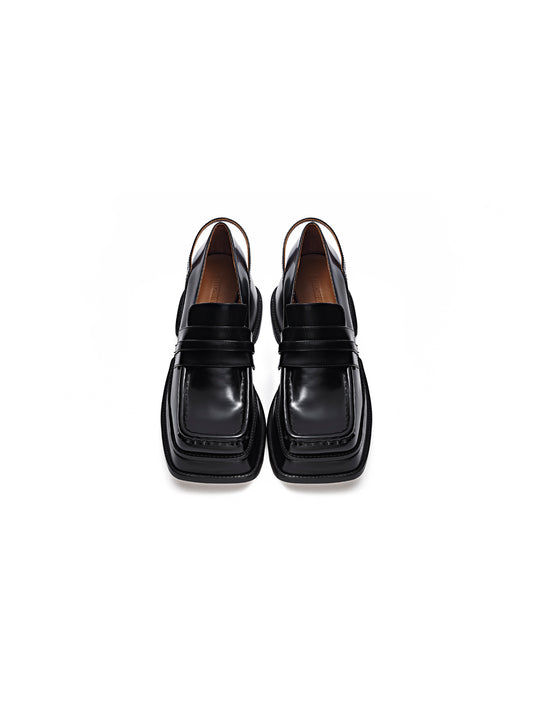 Square-toe Double-layered Thick-soled Loafers