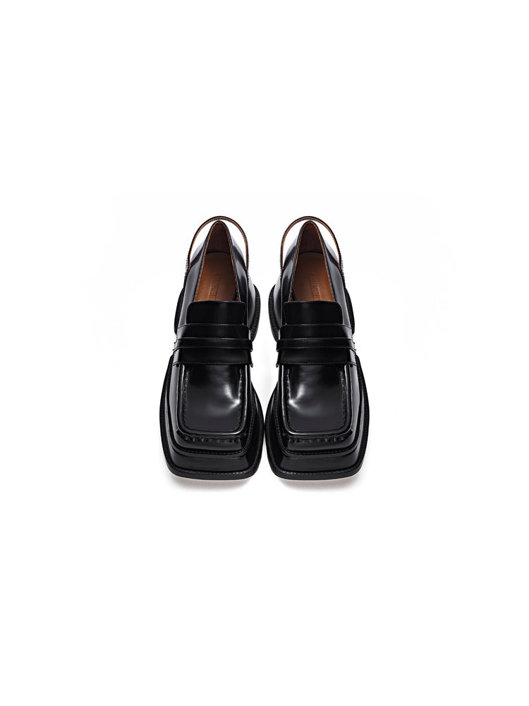 Square-toe Double-layered Thick-soled Loafers