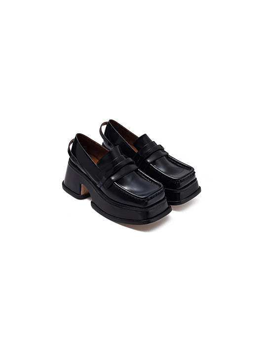 Square-toe Double-layered Thick-soled Loafers