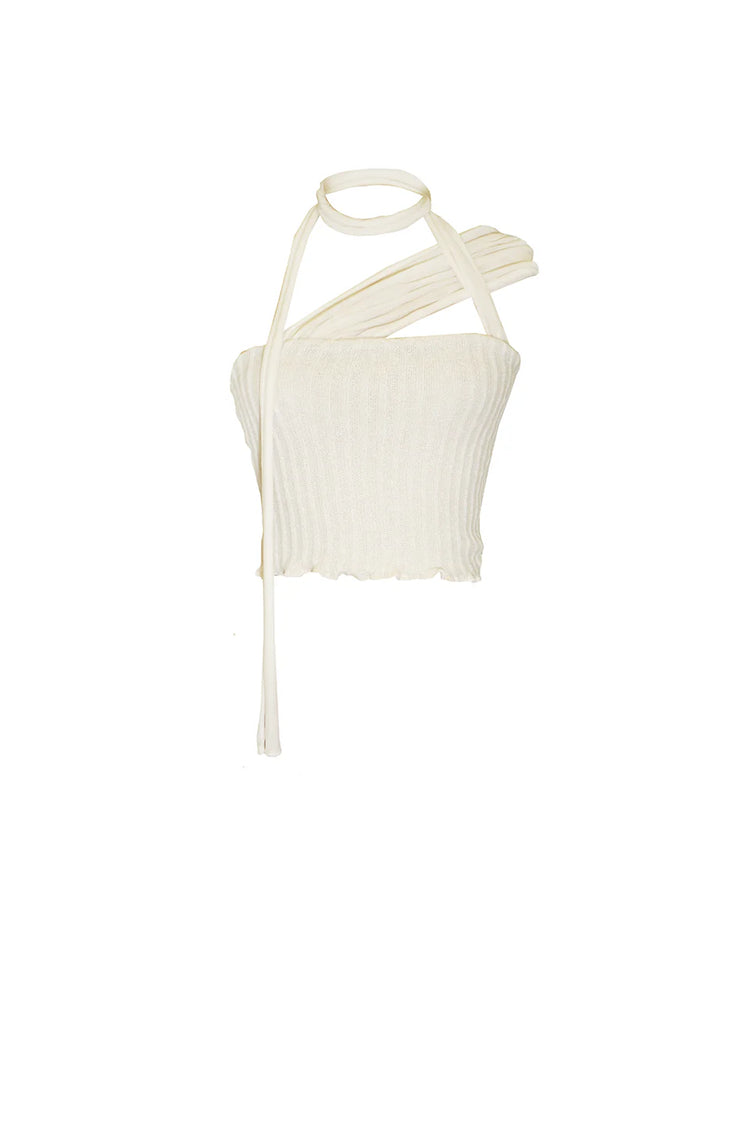 Milky Knit Tie Scarf Top